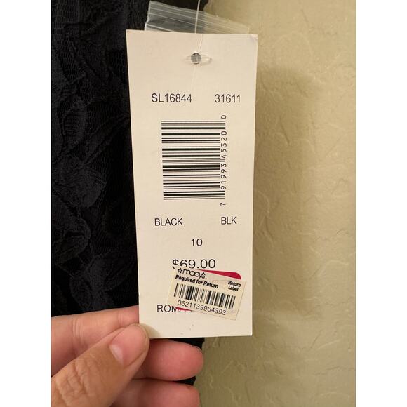 Sunny Leigh Black Lace Lined Pencil Skirt Side Zipper Closure Size 10 - Picture 8 of 8